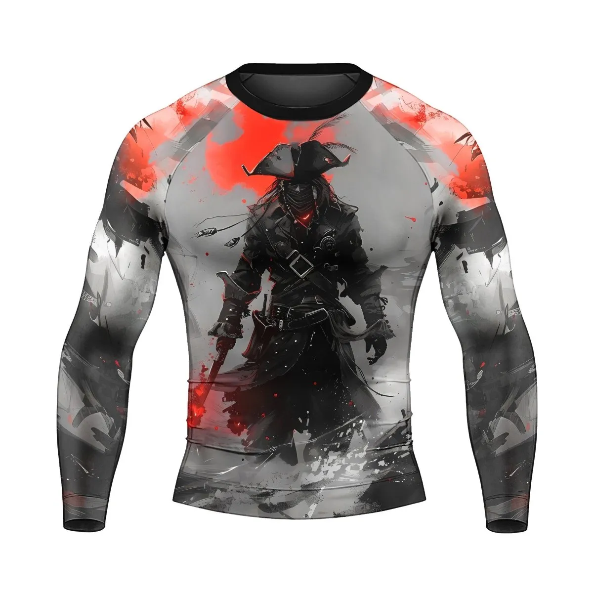 Shadow Pirate Caribbean Men's Long Sleeve Rash Guard
