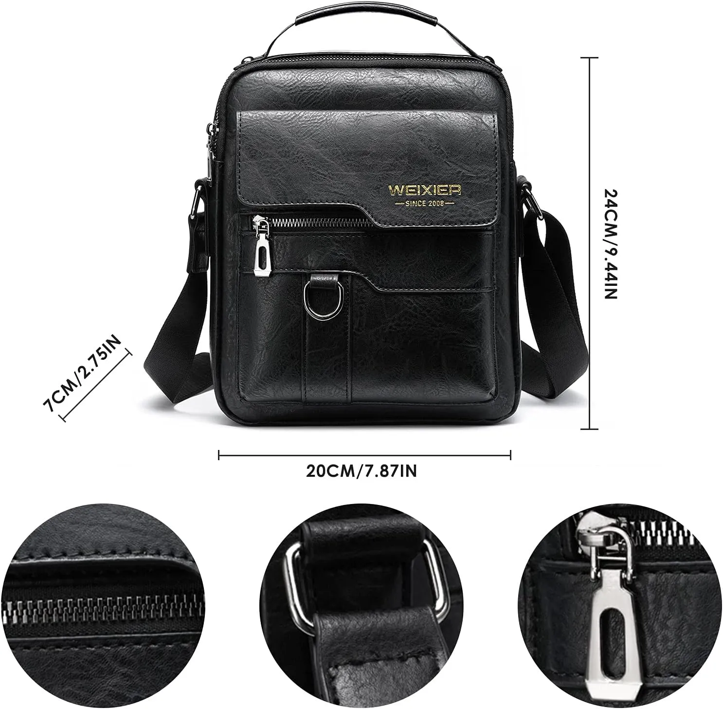 Shoulder Leather Bag Messenger Pack for Men Travel Business Work Casual Day CrossBody Handbag Bag Men's Gift