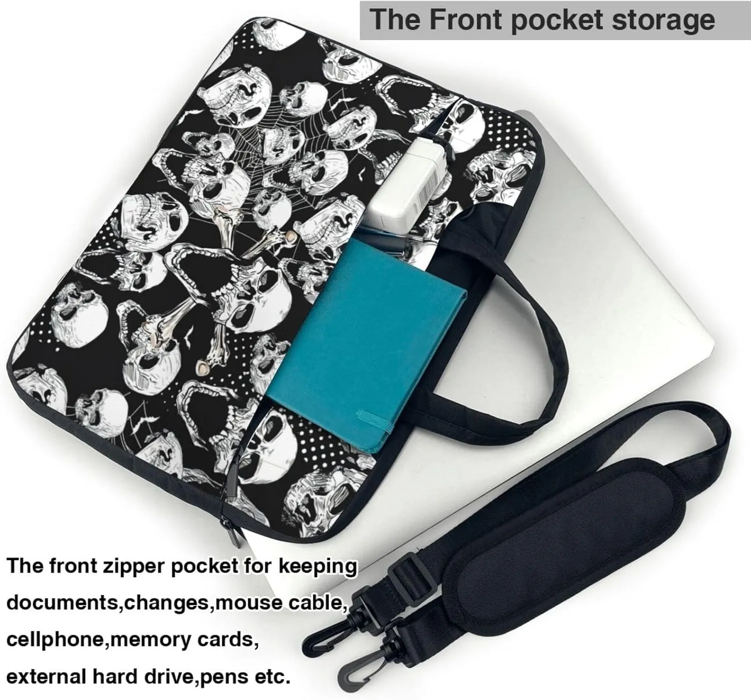 skull background Print Work Casual Office Laptop Shoulder Messenger Bag 13 inch 14 inch 15.6 inch