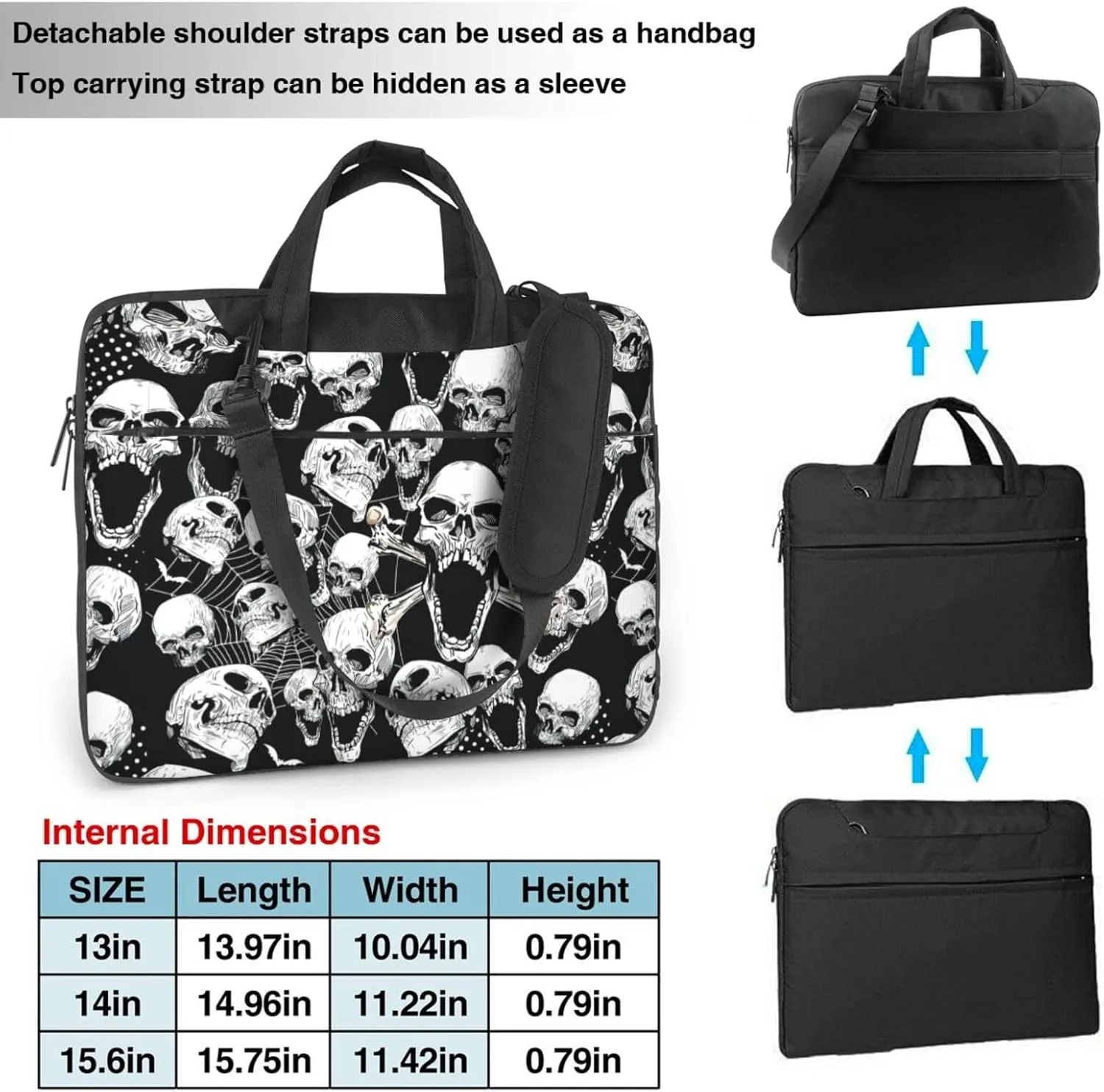 skull background Print Work Casual Office Laptop Shoulder Messenger Bag 13 inch 14 inch 15.6 inch