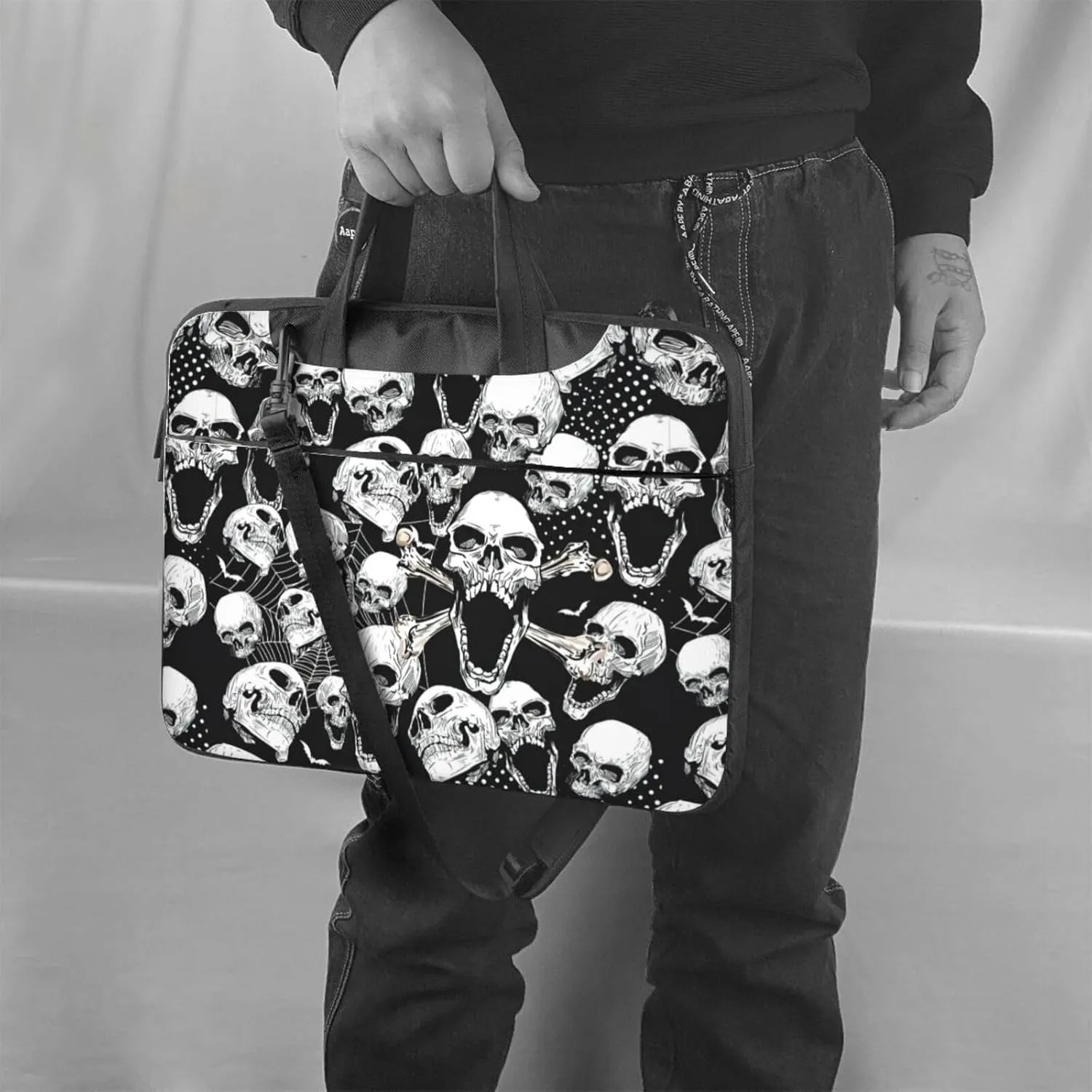 skull background Print Work Casual Office Laptop Shoulder Messenger Bag 13 inch 14 inch 15.6 inch
