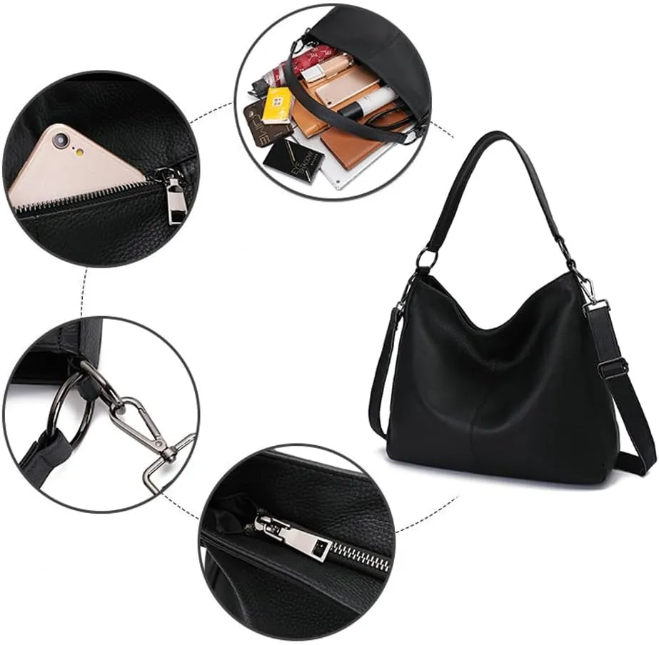Slouchy Hobo Bags for Women Genuine Leather Large Shoulder Bag Crossbody Purse Satchel Tote Handbag Top Handle Bag