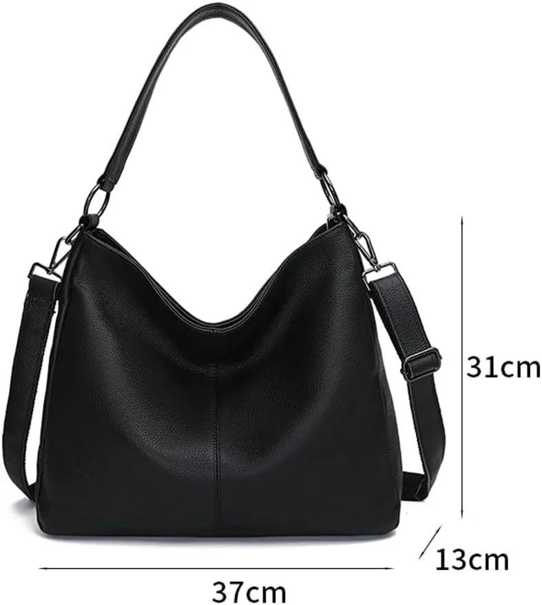 Slouchy Hobo Bags for Women Genuine Leather Large Shoulder Bag Crossbody Purse Satchel Tote Handbag Top Handle Bag