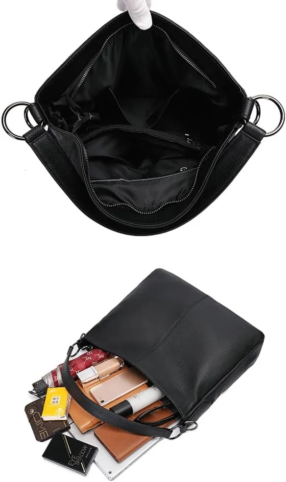 Slouchy Hobo Bags for Women Genuine Leather Large Shoulder Bag Crossbody Purse Satchel Tote Handbag Top Handle Bag