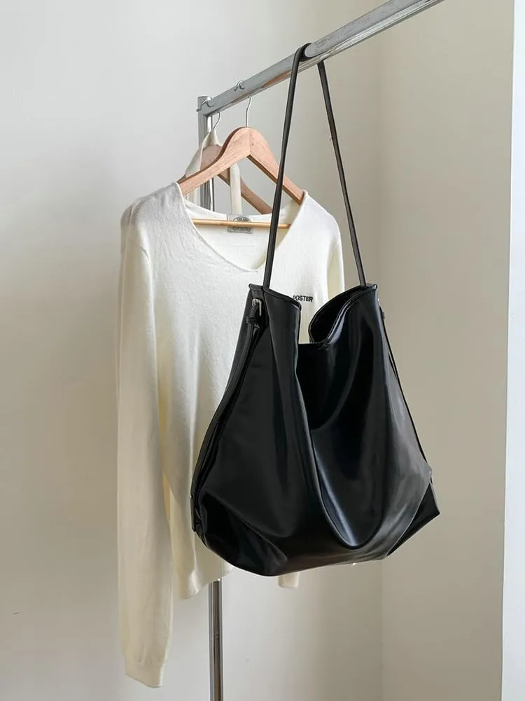 Slouchy Shoulder Bag Suede Hobo Bags for Women Retro Crossbody Purse Brown Tote Handbag Large Work Travel Satchel