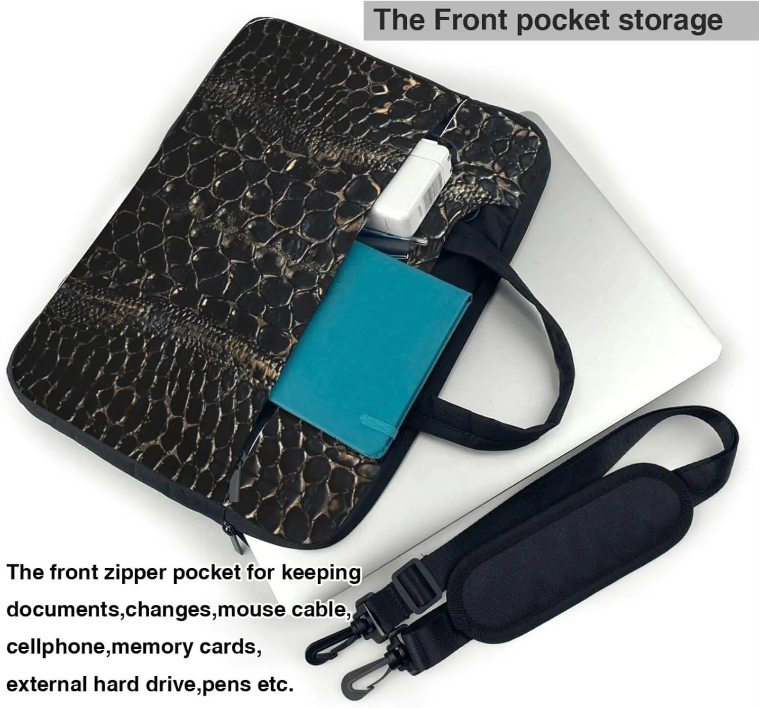 Snake Skin Print Work Casual Office Laptop Shoulder Messenger Bag 13 inch 14 inch 15.6 inch