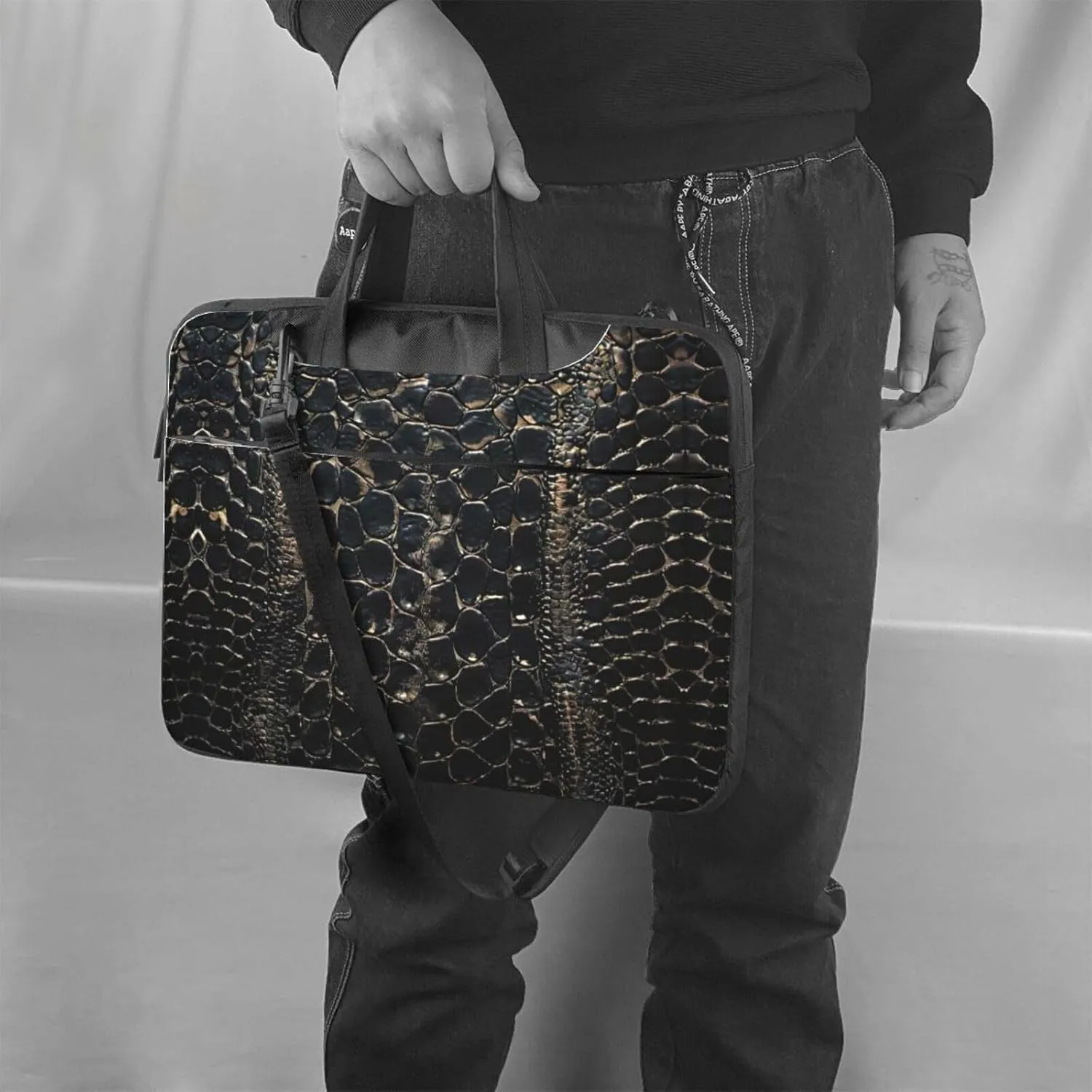 Snake Skin Print Work Casual Office Laptop Shoulder Messenger Bag 13 inch 14 inch 15.6 inch