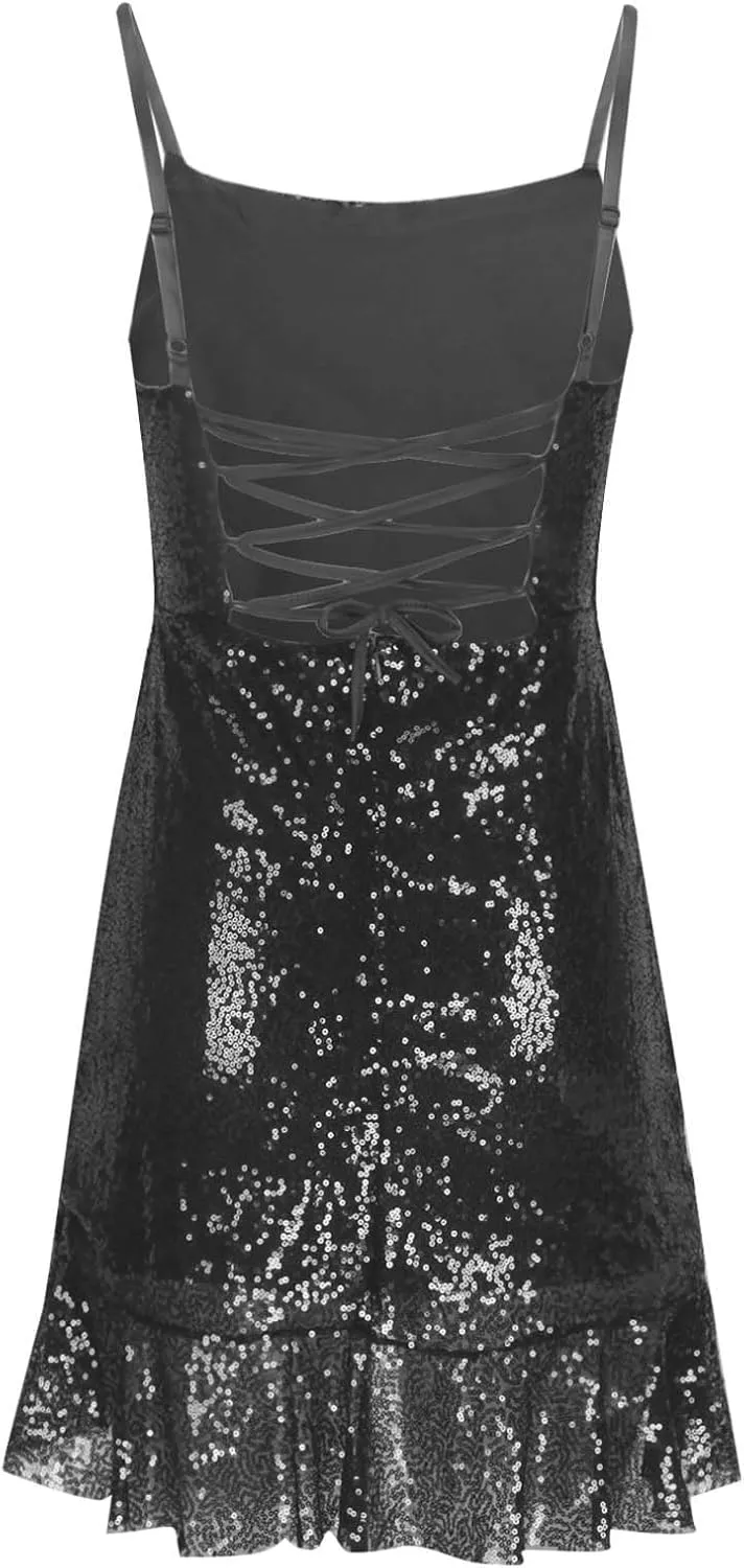Sparkly Sequin Homecoming Dresses for Womens 2025 Spaghetti Straps Short Mini Prom Cocktail Gowns