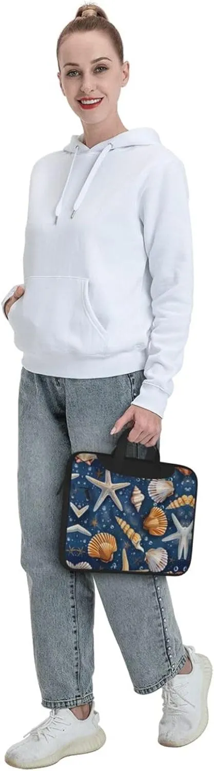 Starfish and Seashell Pattern Print Work Casual Office Laptop Shoulder Messenger Bag 13 inch 14 inch 15.6 inch