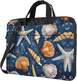Starfish and Seashell Pattern Print Work Casual Office Laptop Shoulder Messenger Bag 13 inch 14 inch 15.6 inch