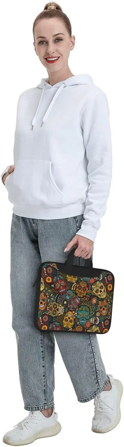 Sugar Skulls Print Print Work Casual Office Laptop Shoulder Messenger Bag 13 inch 14 inch 15.6 inch