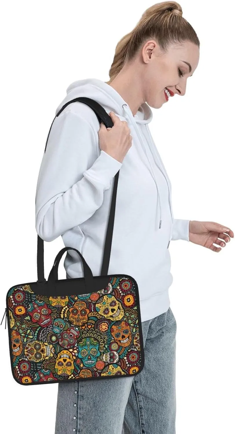 Sugar Skulls Print Print Work Casual Office Laptop Shoulder Messenger Bag 13 inch 14 inch 15.6 inch