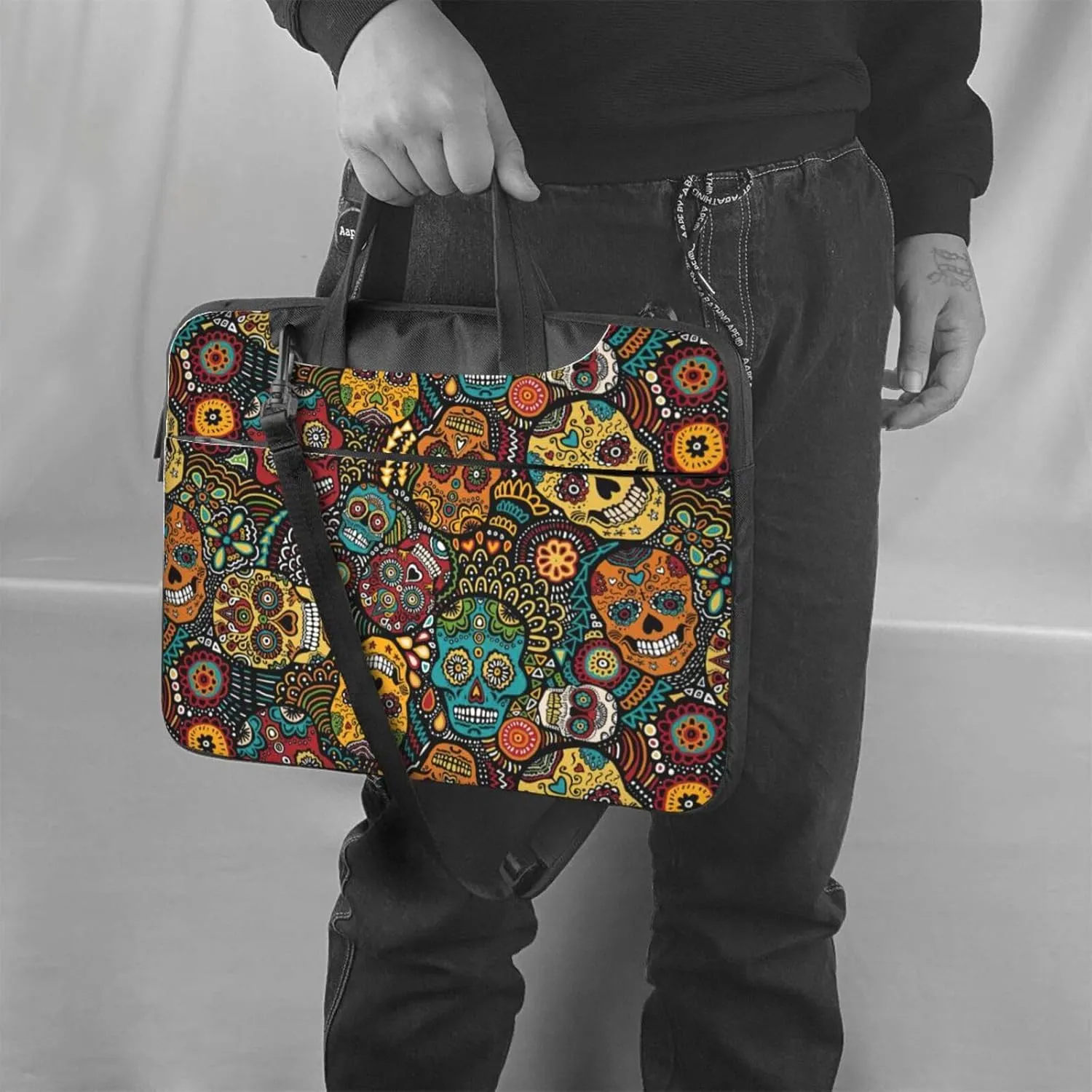 Sugar Skulls Print Print Work Casual Office Laptop Shoulder Messenger Bag 13 inch 14 inch 15.6 inch