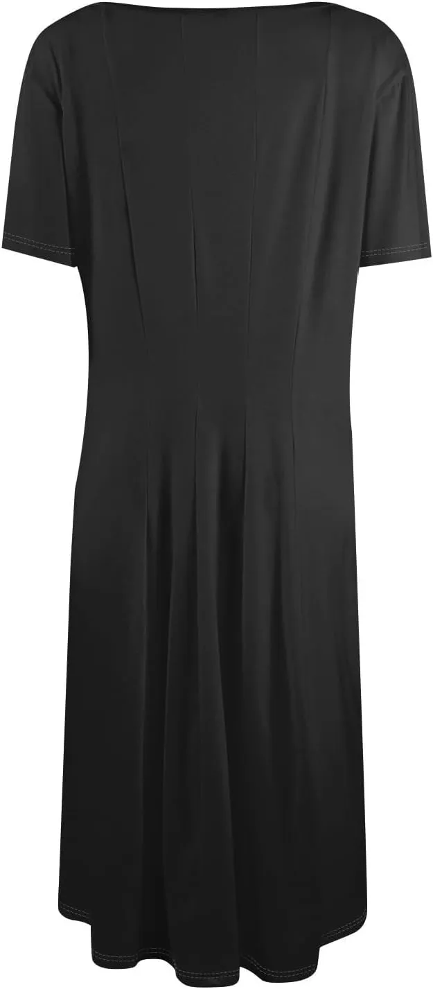 Summer Dresses for Women 2025 Elegant Short Sleeve Midi Dress Casual Plus Size Loose Comfy Flowy Boho Beach Sundress