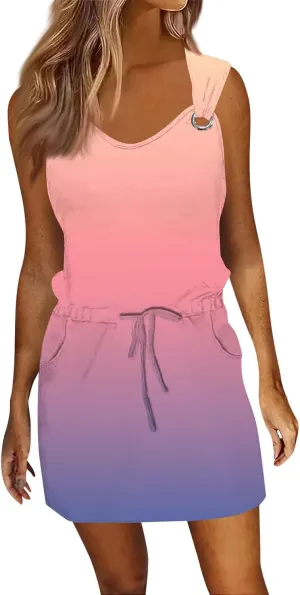 Summer Dresses for Women 2025 Sundresses Sleeveless Beach Casual Loose Tank Boho Sun Dresses.