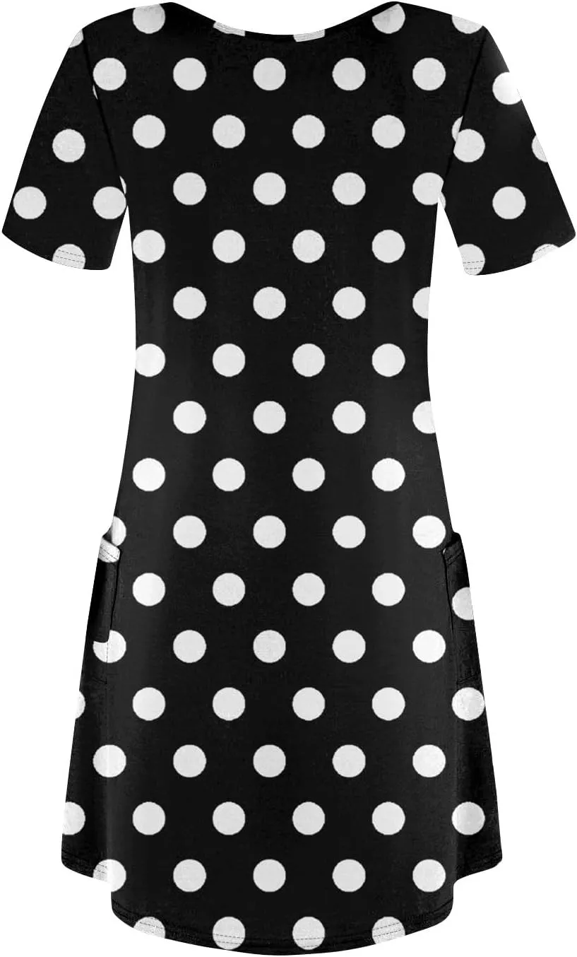 Summer Dresses for Women V Neck Short Sleeve T Shirt Dress Loose Swimsuit Coverup Casual Sundresses Floral with Pockets