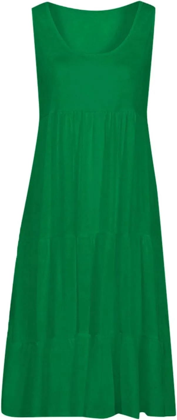 Summer Sundress for Women Casual Sleeveless Flowy Tiered Plus Size Dress Fashion Boho Beach Vacation Dresses S-5XL