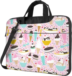 Sweet Ice Cream Print Work Casual Office Laptop Shoulder Messenger Bag 13 inch 14 inch 15.6 inch