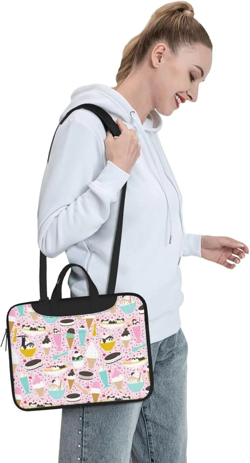 Sweet Ice Cream Print Work Casual Office Laptop Shoulder Messenger Bag 13 inch 14 inch 15.6 inch