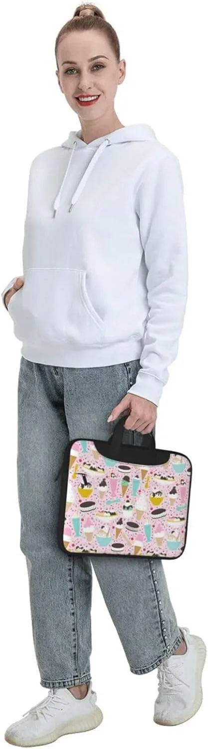Sweet Ice Cream Print Work Casual Office Laptop Shoulder Messenger Bag 13 inch 14 inch 15.6 inch