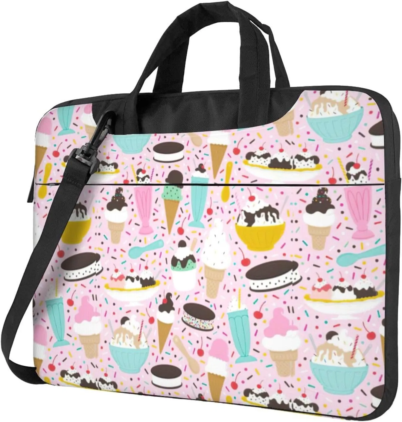 Sweet Ice Cream Print Work Casual Office Laptop Shoulder Messenger Bag 13 inch 14 inch 15.6 inch
