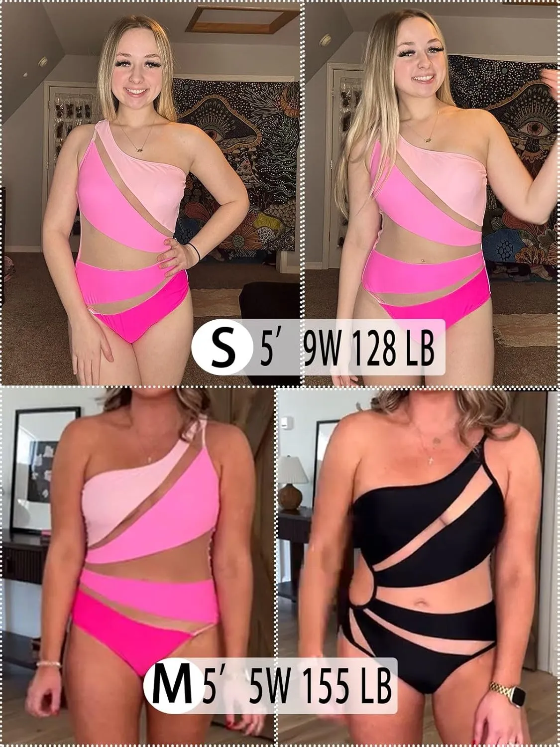 Swmmer Liket Women's Sexy One Piece Bathing Suits One Shoulder Swimsuits Mesh Swimwear Slimming Monokini