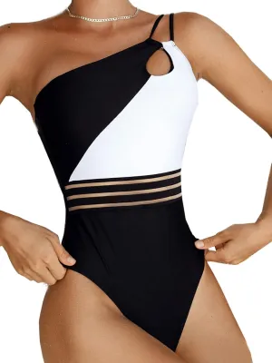 Swmmer Liket Women's Sexy One Piece Bathing Suits One Shoulder Swimsuits Mesh Swimwear Slimming Monokini