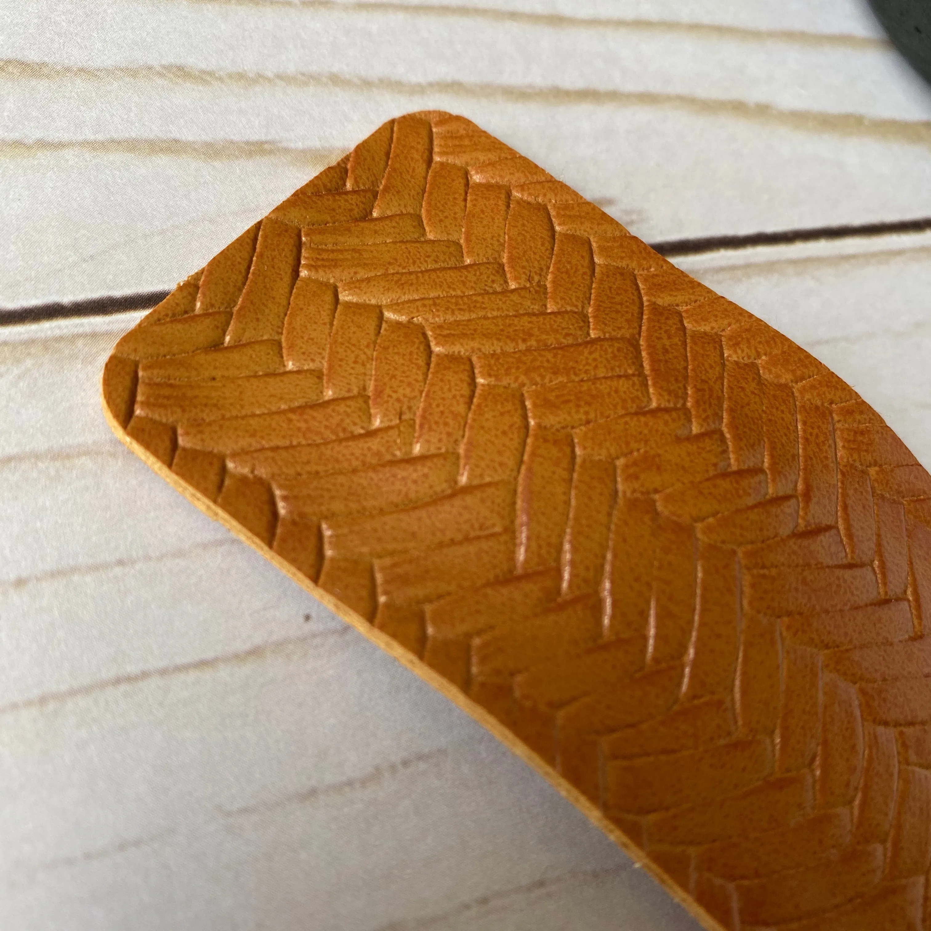 Tan Faux Leather Hair Clip