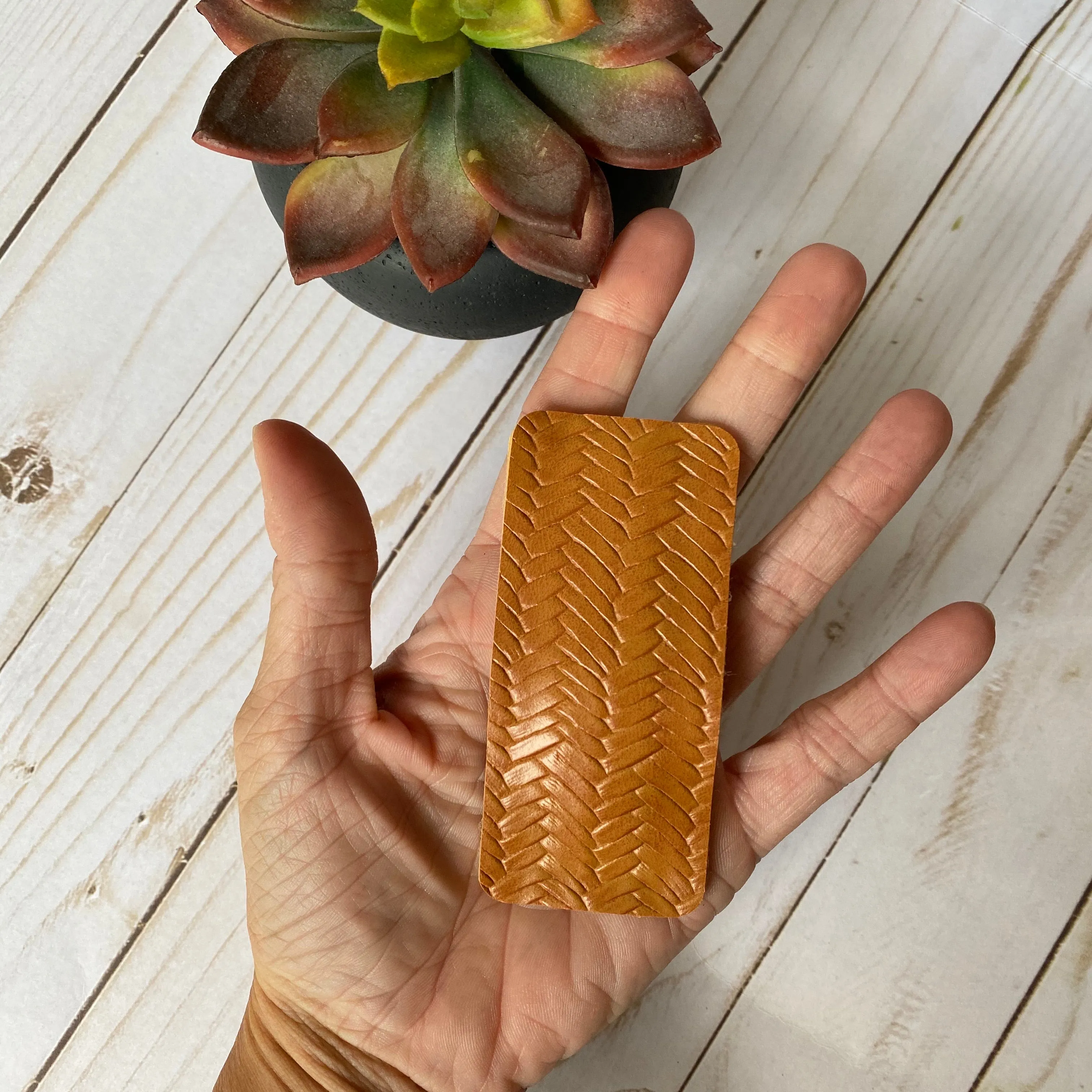 Tan Faux Leather Hair Clip