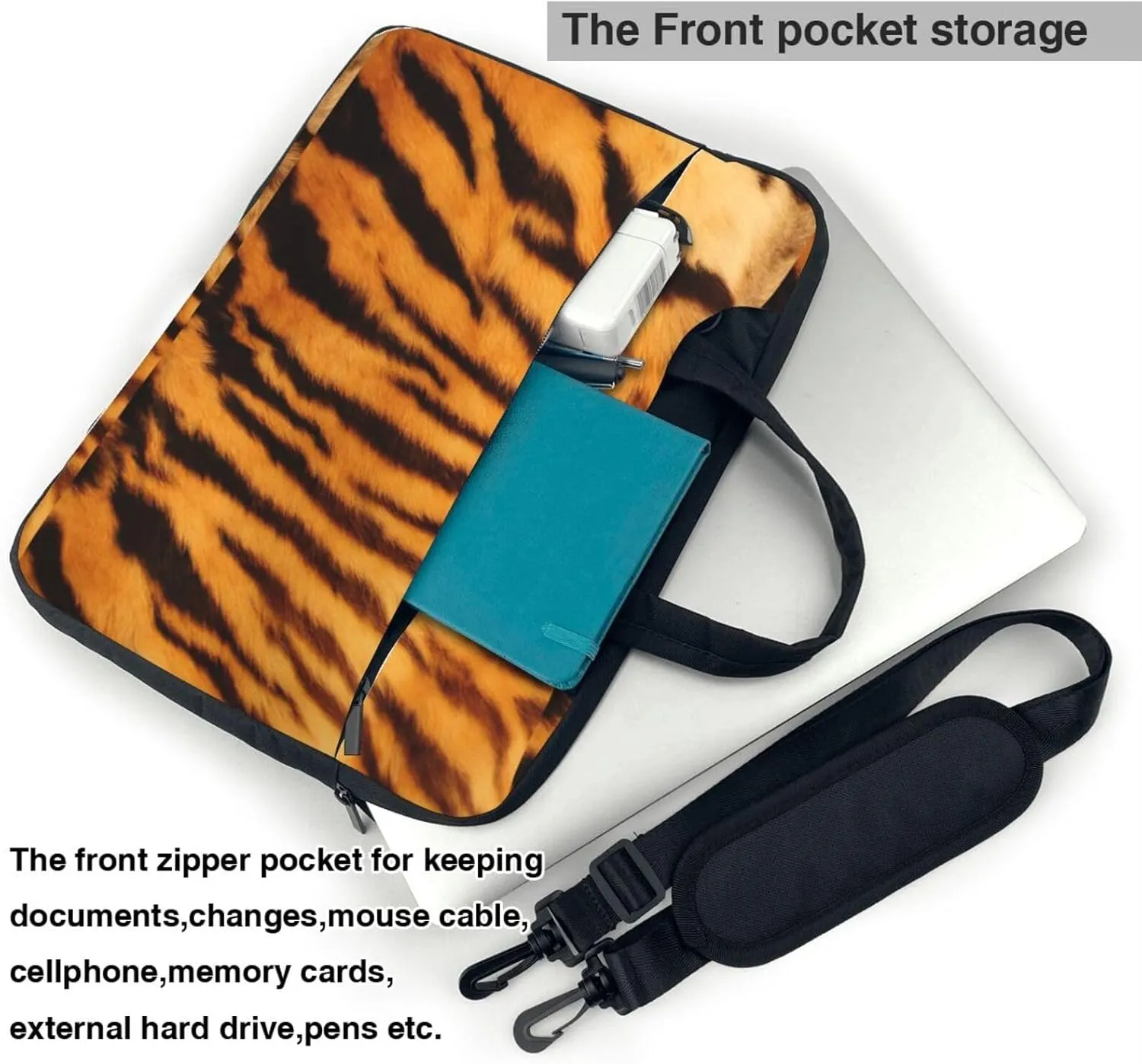 Tiger Striped Pattern Print Work Casual Office Laptop Shoulder Messenger Bag 13 inch 14 inch 15.6 inch
