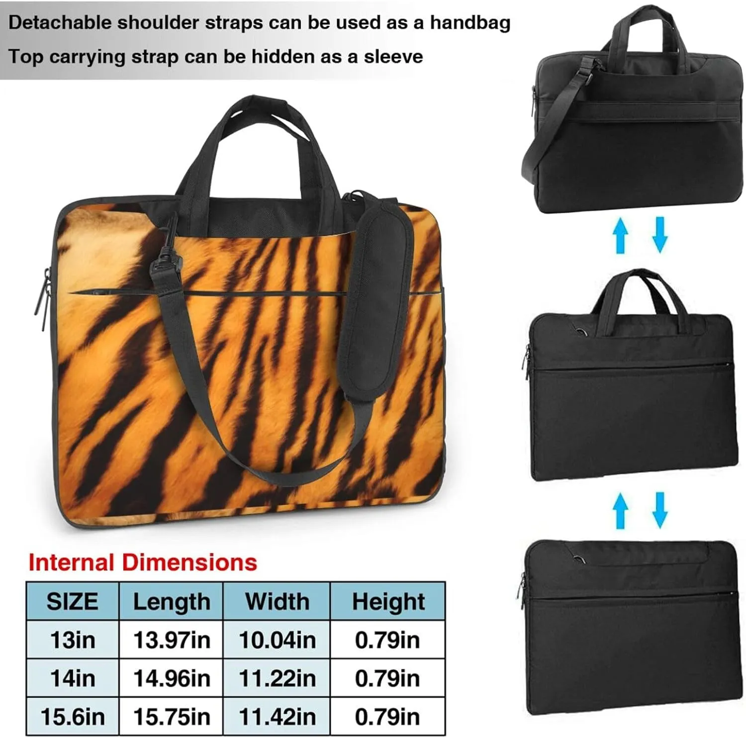 Tiger Striped Pattern Print Work Casual Office Laptop Shoulder Messenger Bag 13 inch 14 inch 15.6 inch