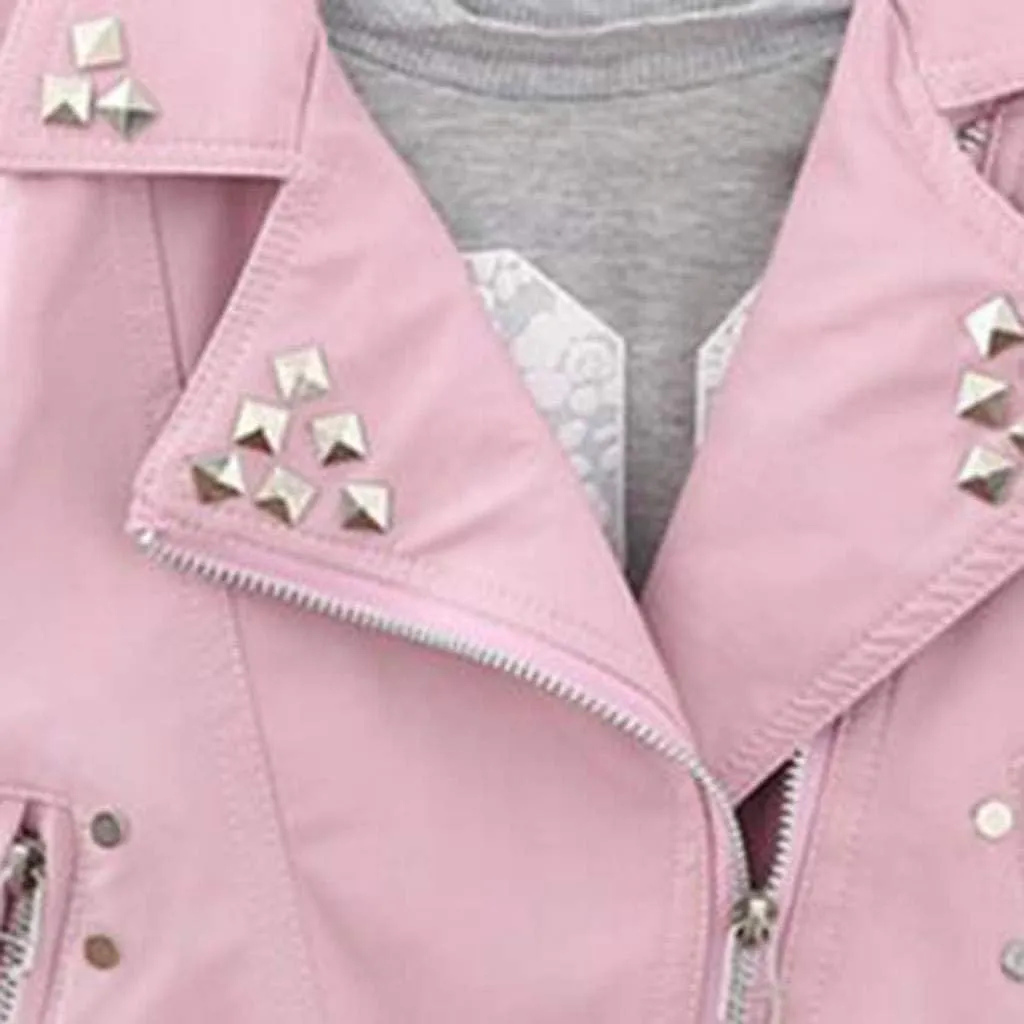 Toddler Baby Girls Boys Long Sleeve Solid Outwear Leather Coat Jacket Clothes Big Jacket for Girl (Pink, 18-24 Months)