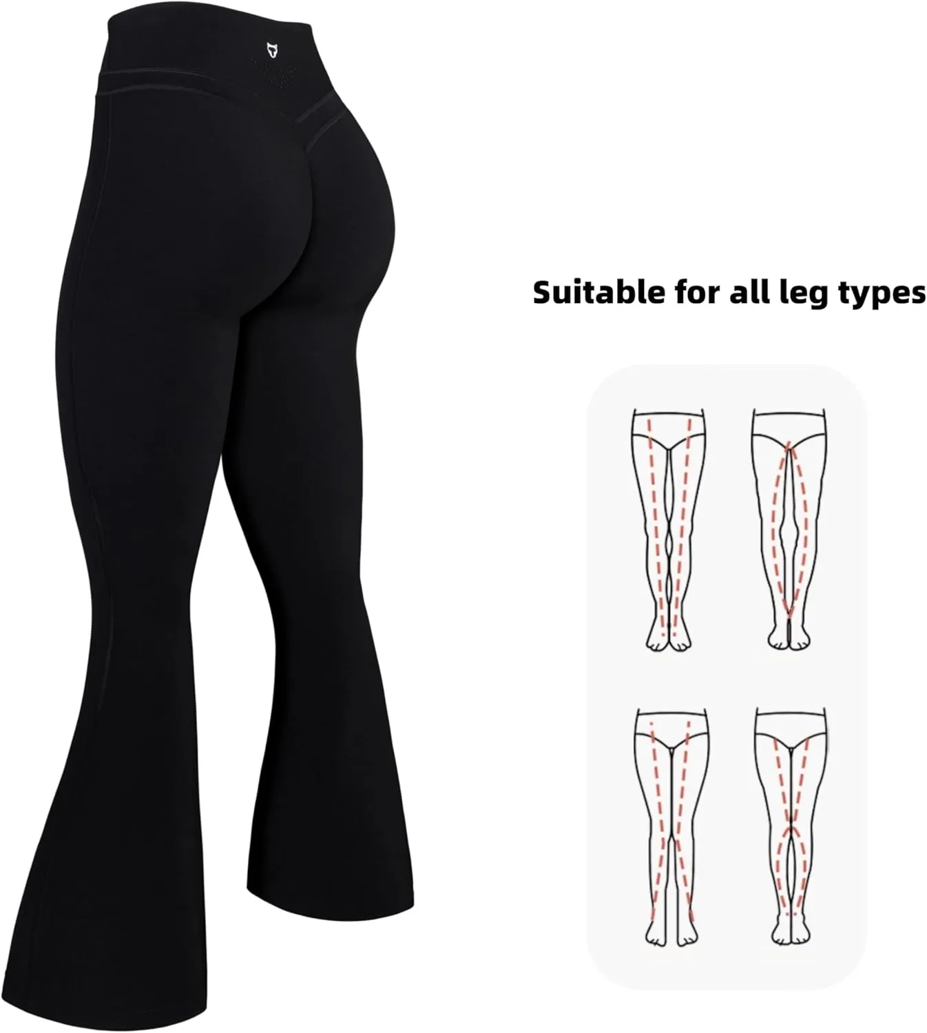 TomTiger Flare Leggings for Women Bootcut Yoga Pants with Tummy Control High-Waisted and Wide Leg
