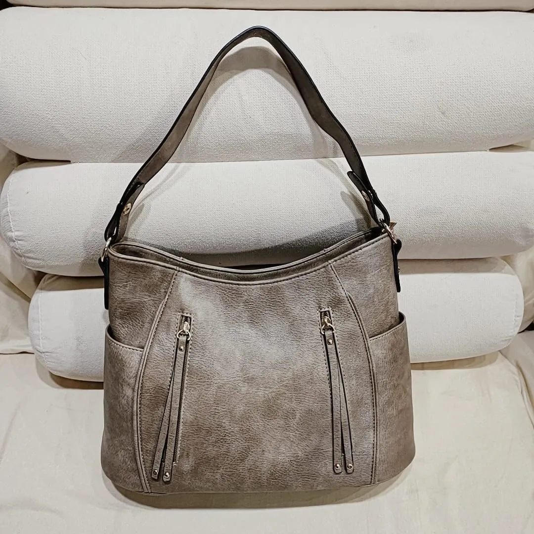Tote Bag for Women Fashion PU Leather Hobo Shoulder Bags with Zipper for Work, Casual, Travel