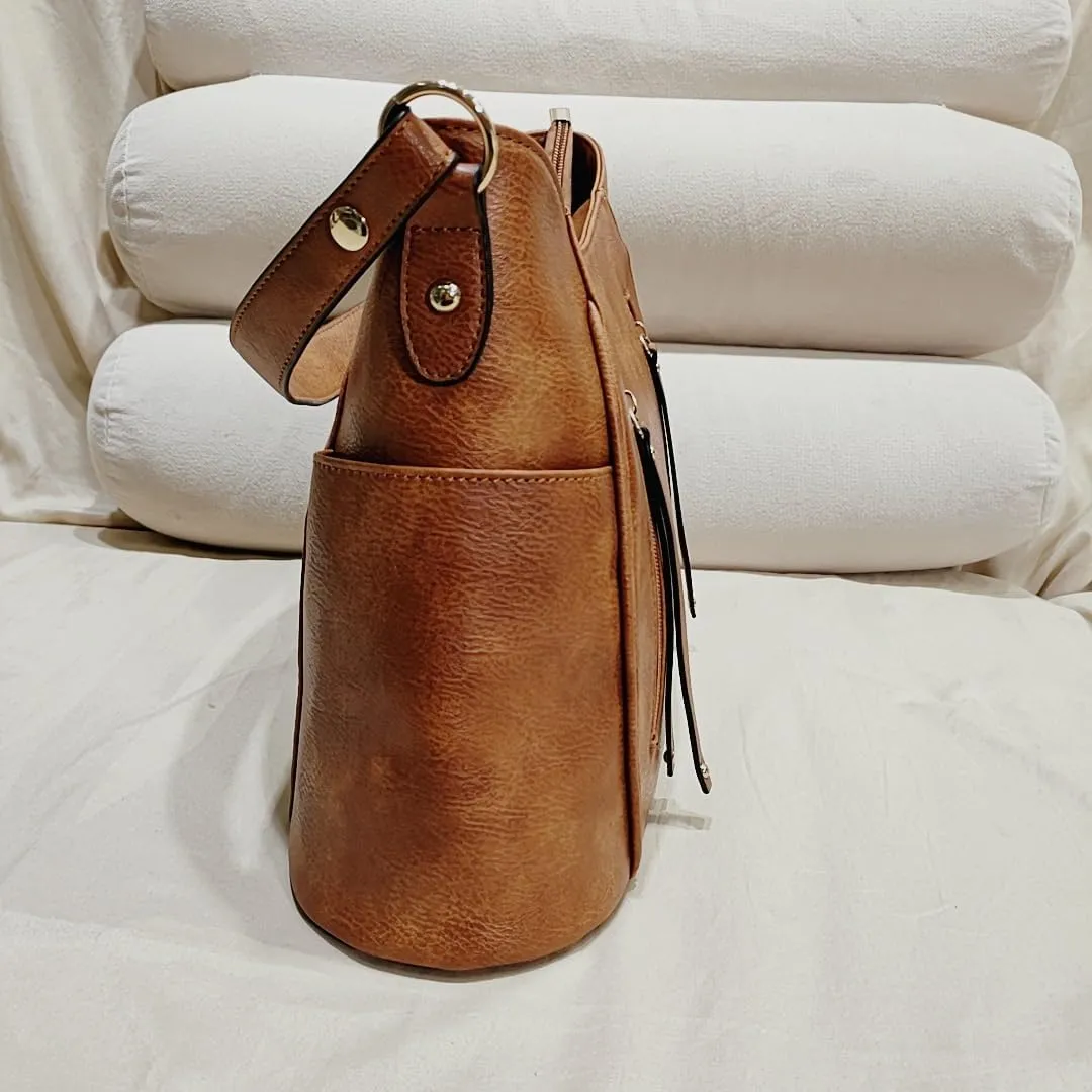 Tote Bag for Women Fashion PU Leather Hobo Shoulder Bags with Zipper for Work, Casual, Travel