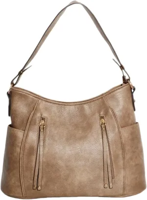 Tote Bag for Women Fashion PU Leather Hobo Shoulder Bags with Zipper for Work, Casual, Travel