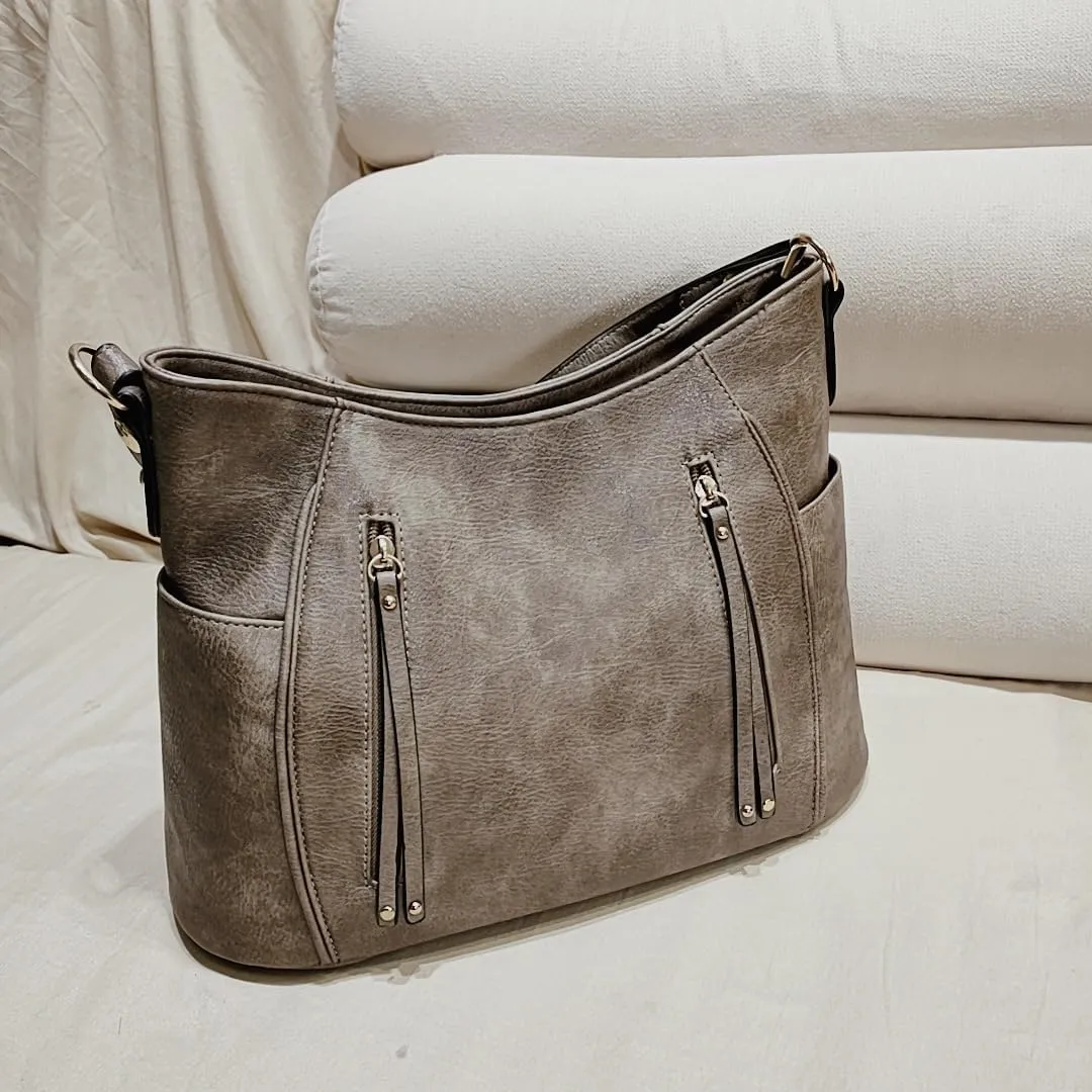 Tote Bag for Women Fashion PU Leather Hobo Shoulder Bags with Zipper for Work, Casual, Travel