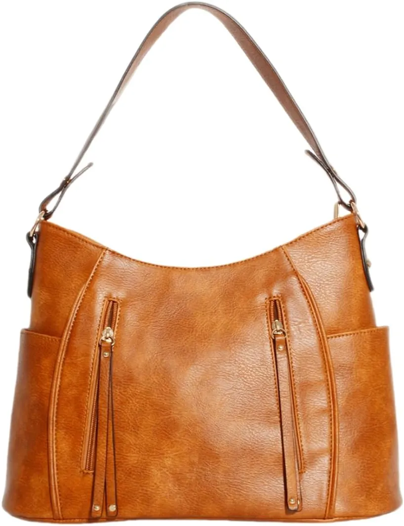 Tote Bag for Women Fashion PU Leather Hobo Shoulder Bags with Zipper for Work, Casual, Travel
