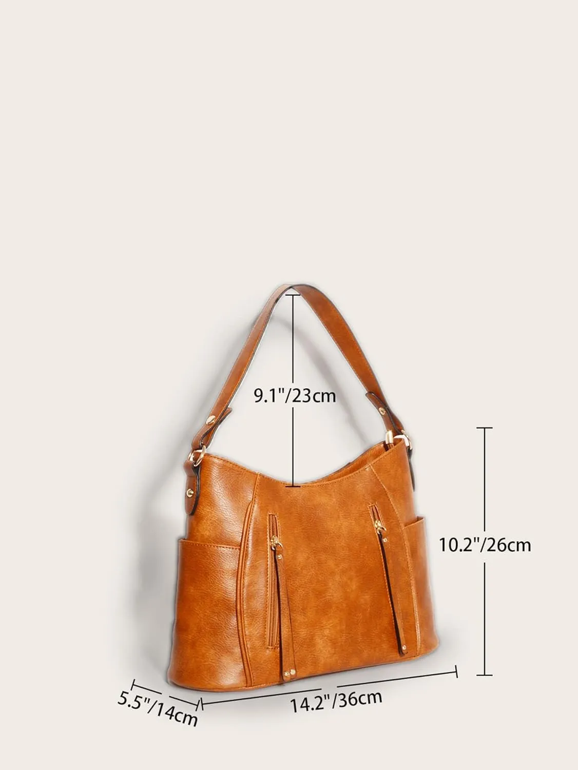 Tote Bag for Women Fashion PU Leather Hobo Shoulder Bags with Zipper for Work, Casual, Travel
