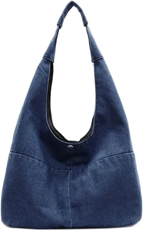 Trendy Shoulder Bag For Women Simple Hobo Bags Denim Underarm Handbag For Work Casual Large Tote Purse Travel Purses 2025
