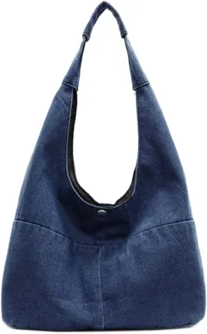 Trendy Shoulder Bag For Women Simple Hobo Bags Denim Underarm Handbag For Work Casual Large Tote Purse Travel Purses 2025