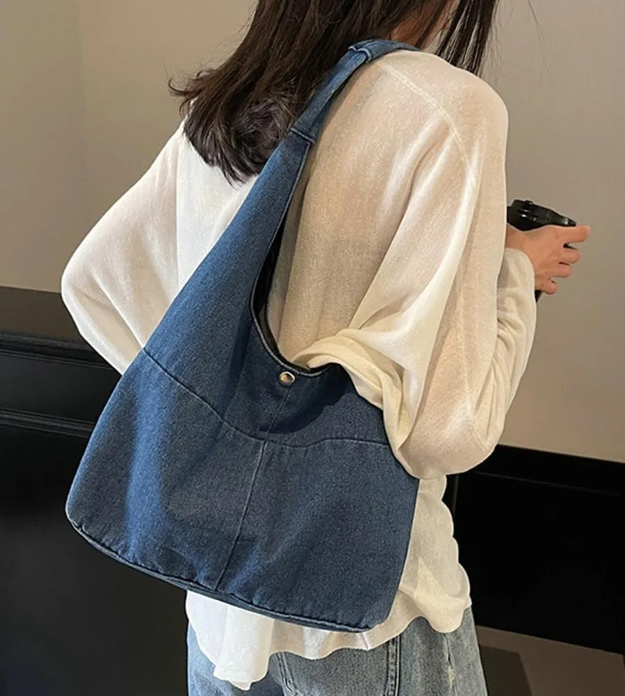 Trendy Shoulder Bag For Women Simple Hobo Bags Denim Underarm Handbag For Work Casual Large Tote Purse Travel Purses 2025