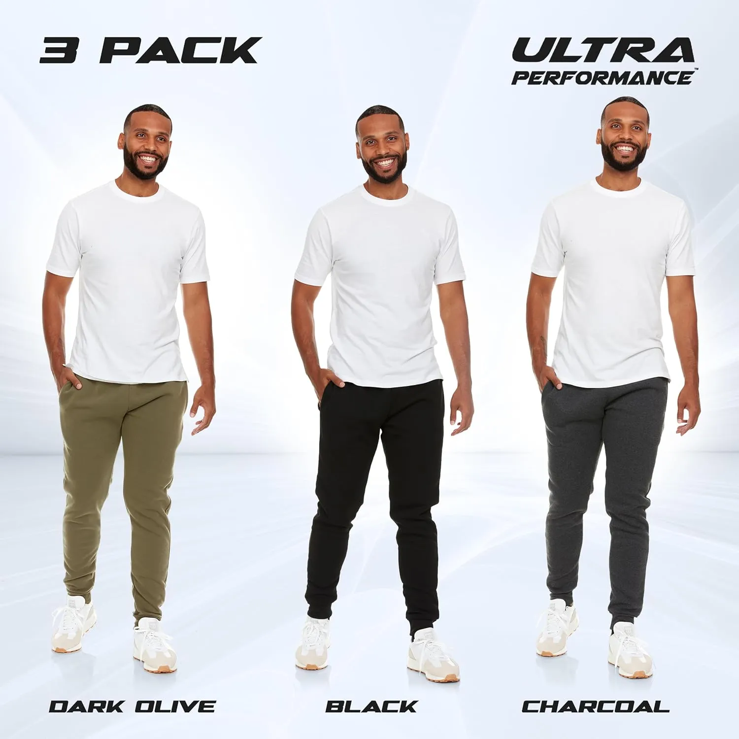 Ultra Performance 3 Pack Mens Joggers Mens Athletic Sweatpants with Pockets for Men, Small - 3X