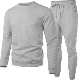 UOUA Men's 2 Piece Sweat Suits Set Long Sleeve Sweatshirt Jogging Sweatpants Tracksuits Outfits