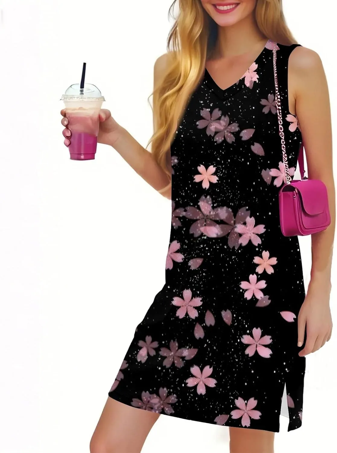 Vacation Dresses for Women 2025 Loose Summer Shift Sleeveless Sundresses Beach Coverup Floral/Striped/Bandana Print