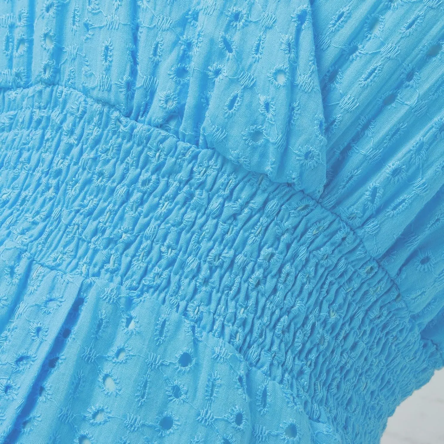 Vacation Dresses for Women 2025 Summer Trendy Eyelet Ruffle Sleeve V Neck Midi Dress Flowy A Line Beach Sundress