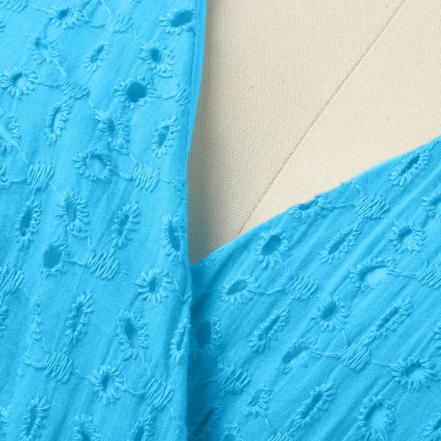Vacation Dresses for Women 2025 Summer Trendy Eyelet Ruffle Sleeve V Neck Midi Dress Flowy A Line Beach Sundress