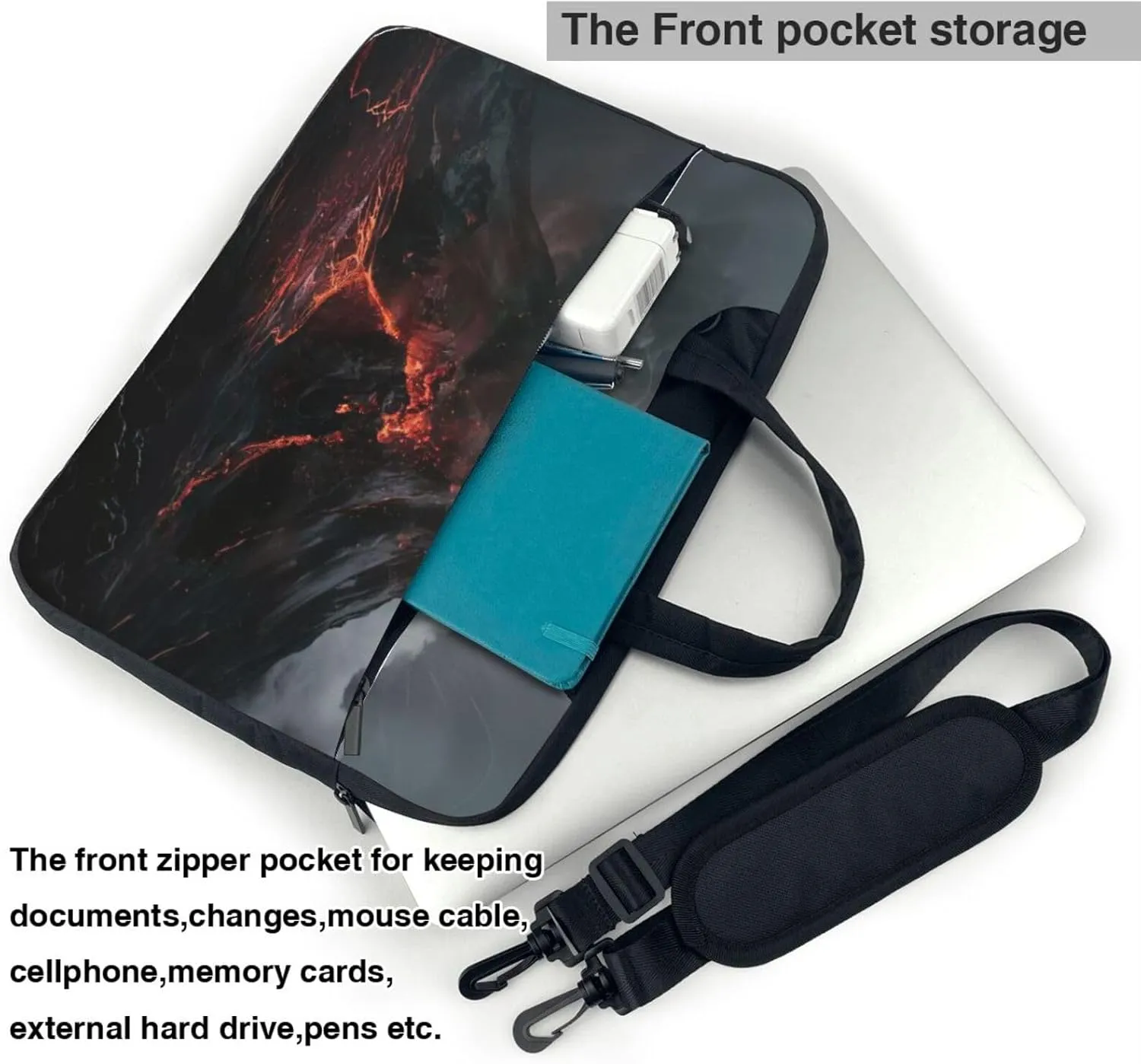 volcano Print Work Casual Office Laptop Shoulder Messenger Bag 13 inch 14 inch 15.6 inch