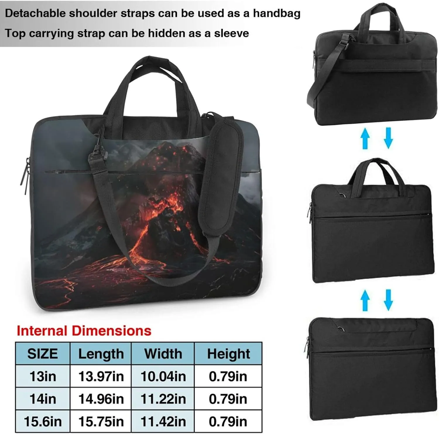 volcano Print Work Casual Office Laptop Shoulder Messenger Bag 13 inch 14 inch 15.6 inch