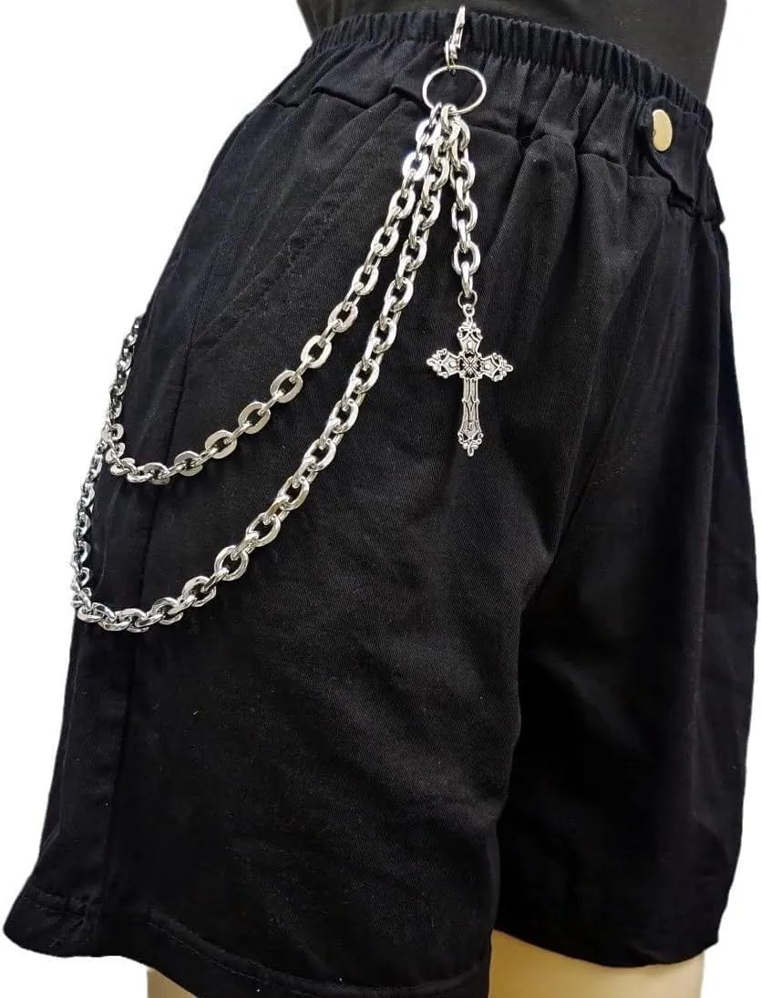 Wallet Chains for Men Jean Chains Punk Hip Hop Pant Chain Cross Rivet Goth Accessories Chain for Jeans Pocket Chain Belt Chain Men Christmas for Husbands